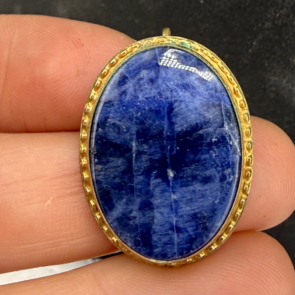 Vintage Winard Brooch Pendant Blue 12k Gold Filled Oval Mid‎ Century